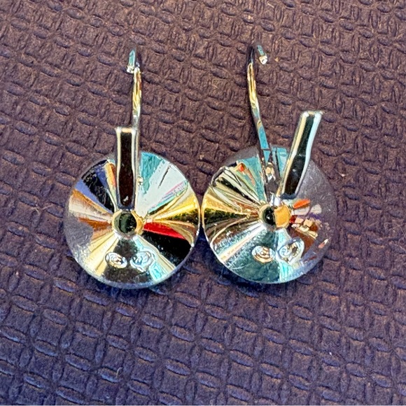 Authentic Swarovski MINI Bella Blue Crystal Bezel Rhodium Lever Back Earrings - Picture 13 of 16